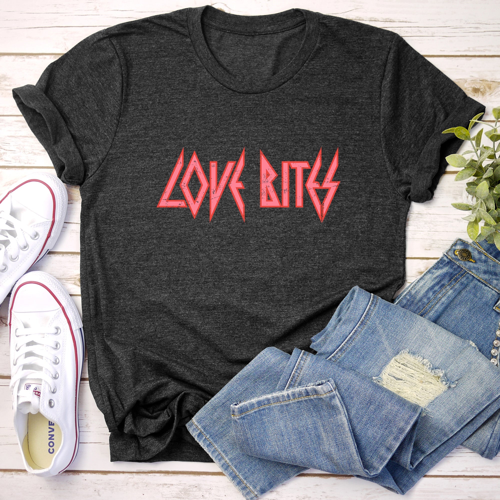 Love Bites Def Retro 80s Rock Music Vintage Style Nostalgia Throwback Pop Culture Graphic Tee