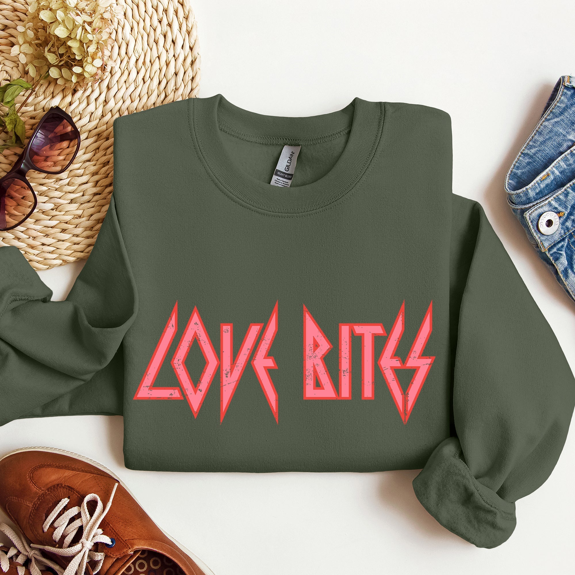 Love Bites Def Retro 80s Rock Music Nostalgia Valentine's Day Limited Edition Sweatshirt