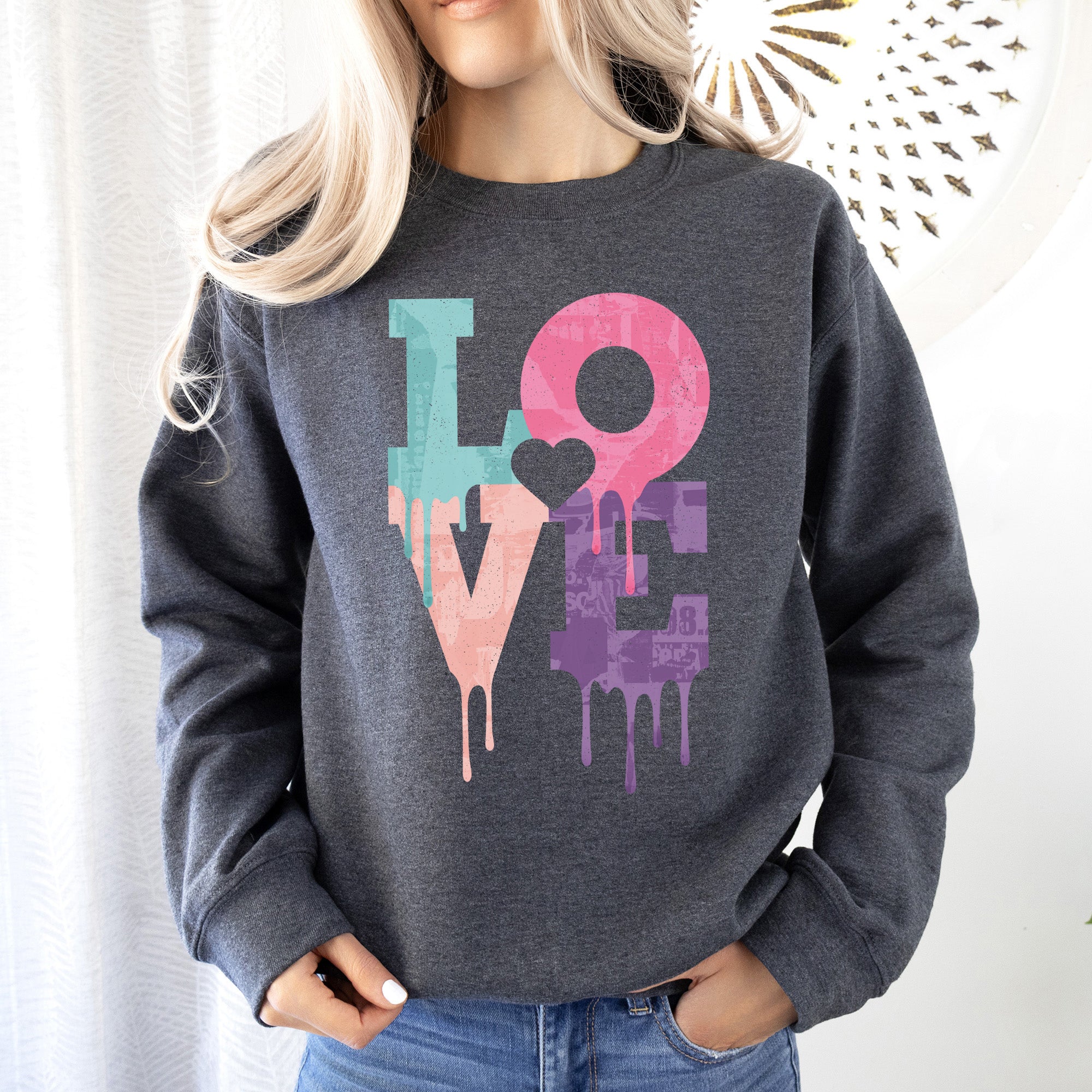 Retro Love Dripping Paint Valentine's Day Graphic Bold Edition Limited Exclusive Sweatshirt