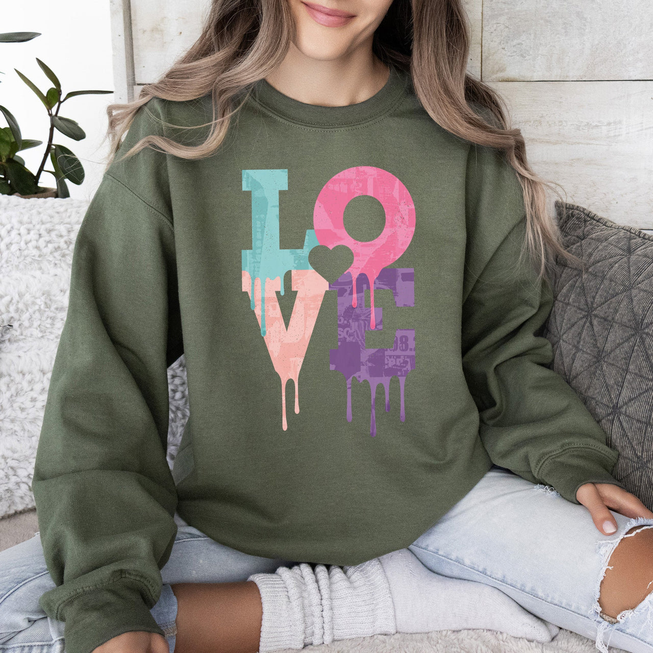 Retro Love Dripping Paint Valentine's Day Graphic Bold Edition Limited Exclusive Sweatshirt