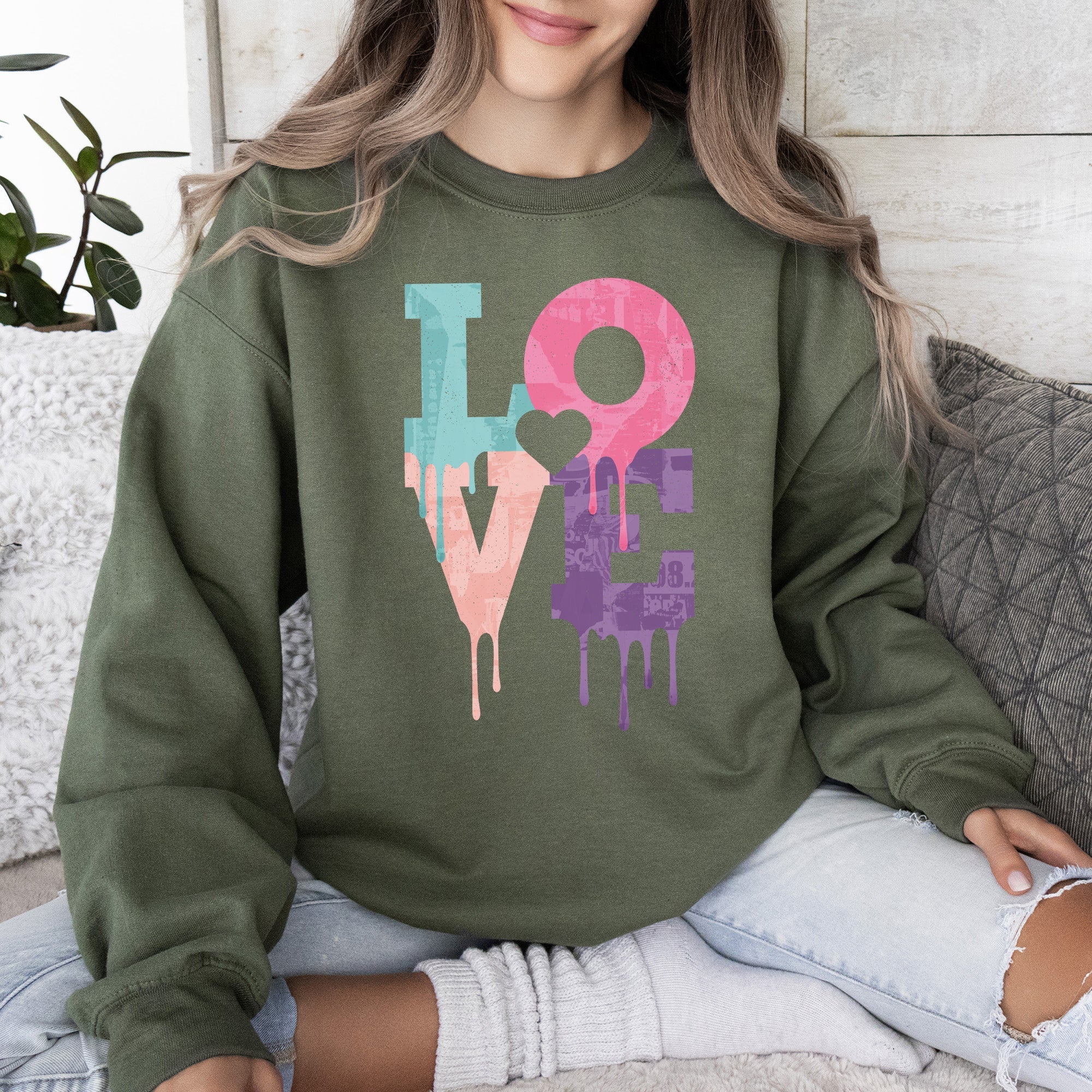Retro Love Dripping Paint Valentine's Day Graphic Bold Edition Limited Exclusive Sweatshirt