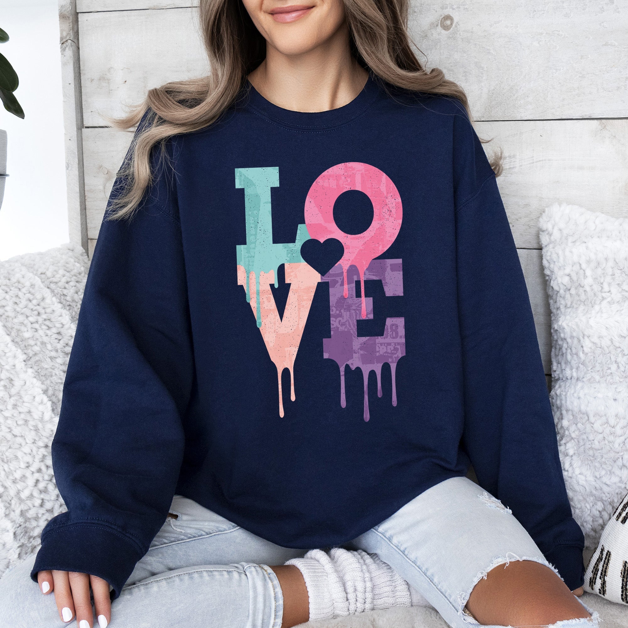 Retro Love Dripping Paint Valentine's Day Graphic Bold Edition Limited Exclusive Sweatshirt