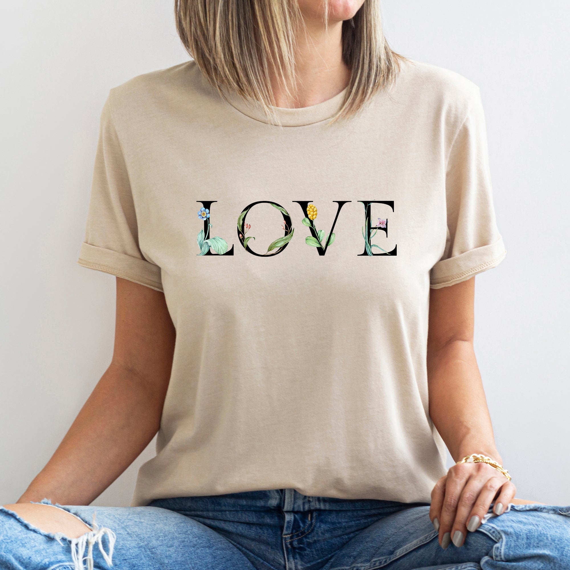 Love Flowers Valentine's Day Romantic Floral Celebration Soft Touch Premium Cotton Comfort Fit Graphic Tee