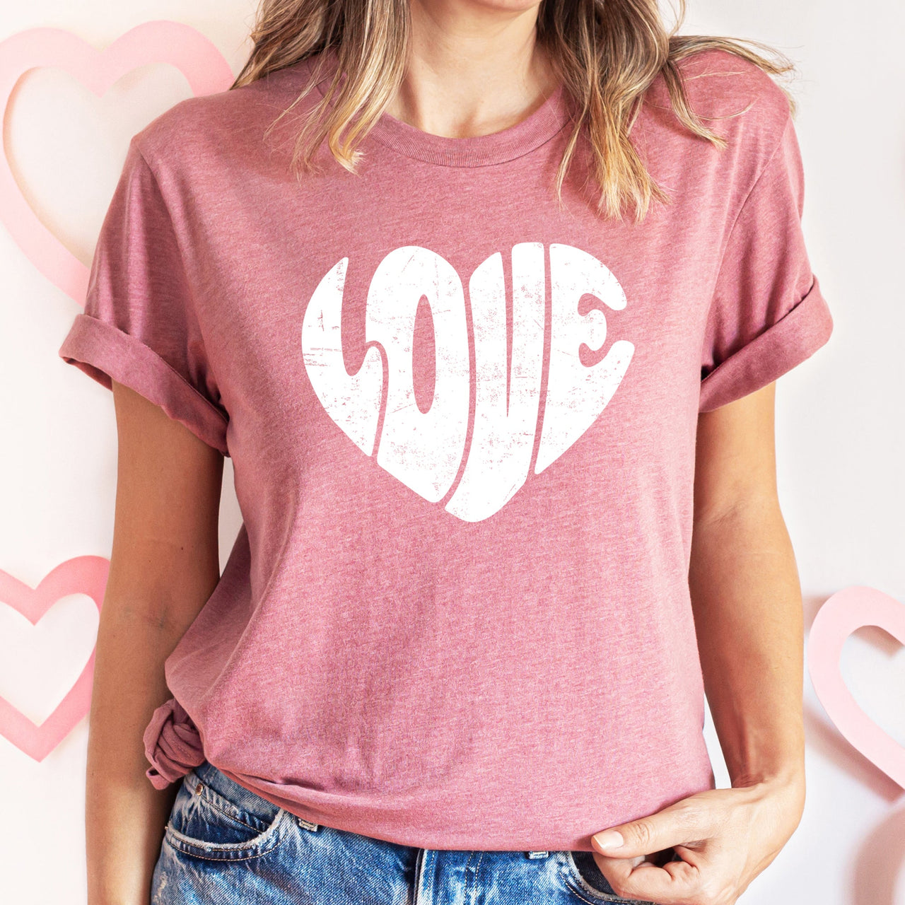 Retro Love Heart Vintage Valentine's Day Romance Fashion Print Inspired Classic Graphic Tee