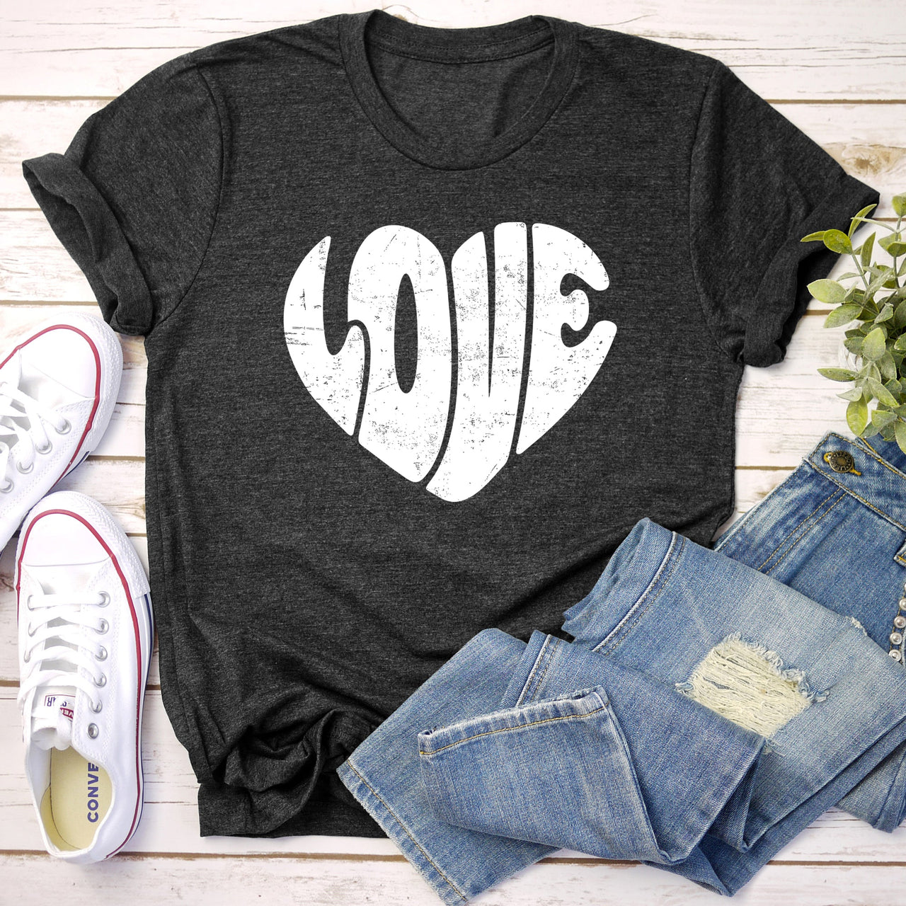 Retro Love Heart Vintage Valentine's Day Romance Fashion Print Inspired Classic Graphic Tee