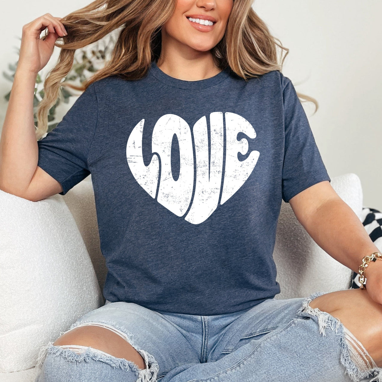 Retro Love Heart Vintage Valentine's Day Romance Fashion Print Inspired Classic Graphic Tee