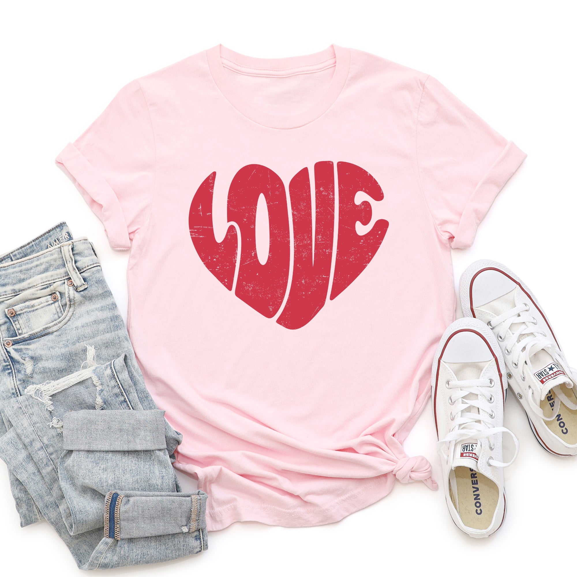 Retro Love Heart Vintage Valentine's Day Romance Fashion Print Inspired Classic Graphic Tee