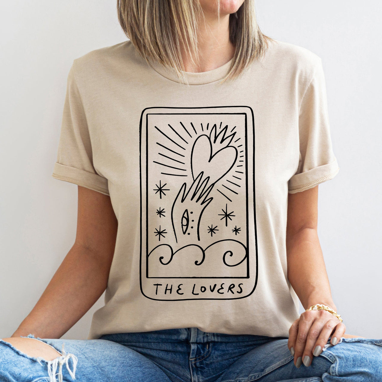 Lovers Tarot Mystical Magic Vintage Oracle Card Design For Valentine's Day Lovers Graphic Tee