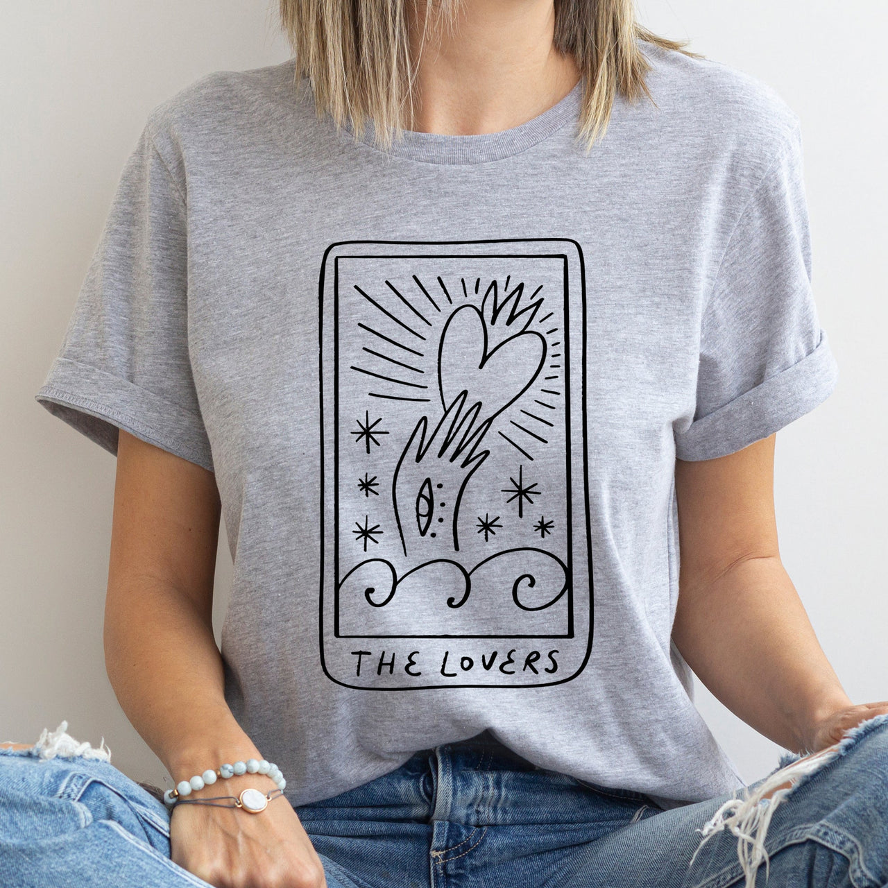 Lovers Tarot Mystical Magic Vintage Oracle Card Design For Valentine's Day Lovers Graphic Tee