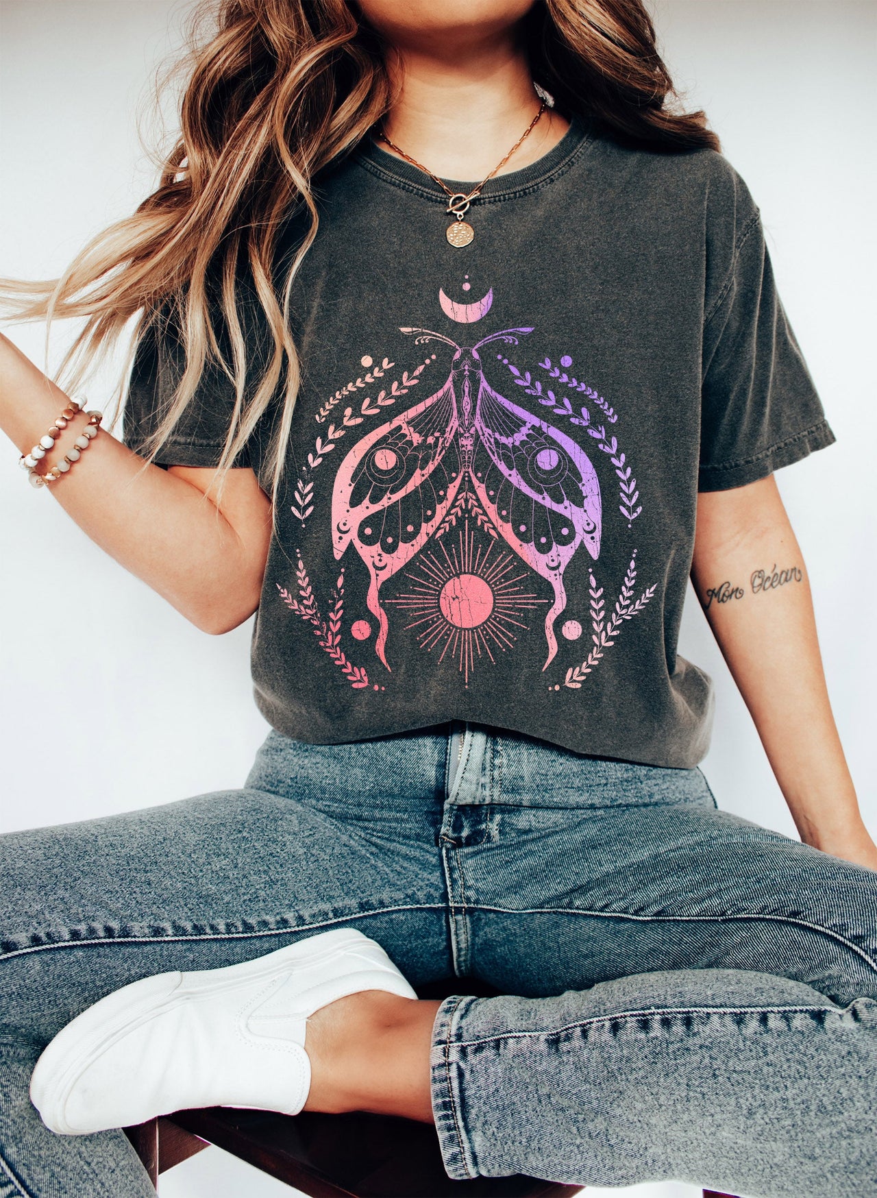 Celestial Moth Sun And Moon Abstract Celestial Night Sky Artwork Inspired Comfort Colors Tee