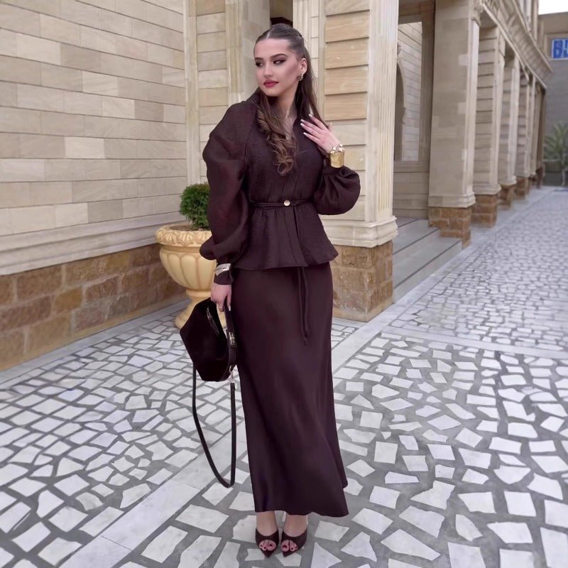 Luxe Satin Wrap Top & Maxi Skirt Set(MS186)
