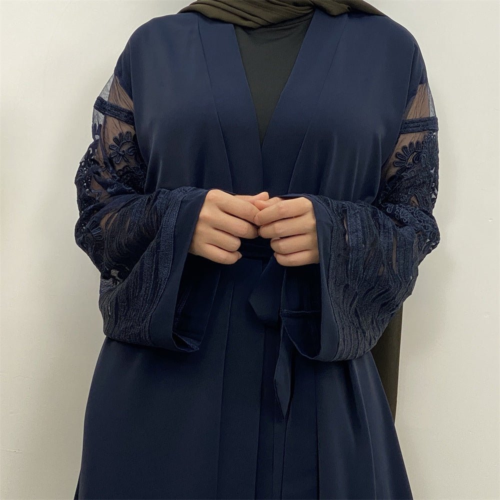 Luxury Embroidered Mesh Cardigan Abaya Dress (MOA161)
