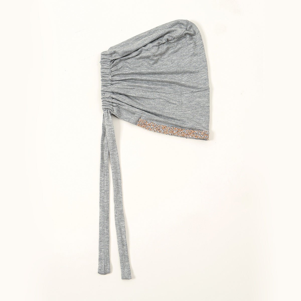 Luxury Mercerized Cotton Hijab Cap Crystal-Embellished Elastic Lace-Up Undercap with Breathable Design (MH115)
