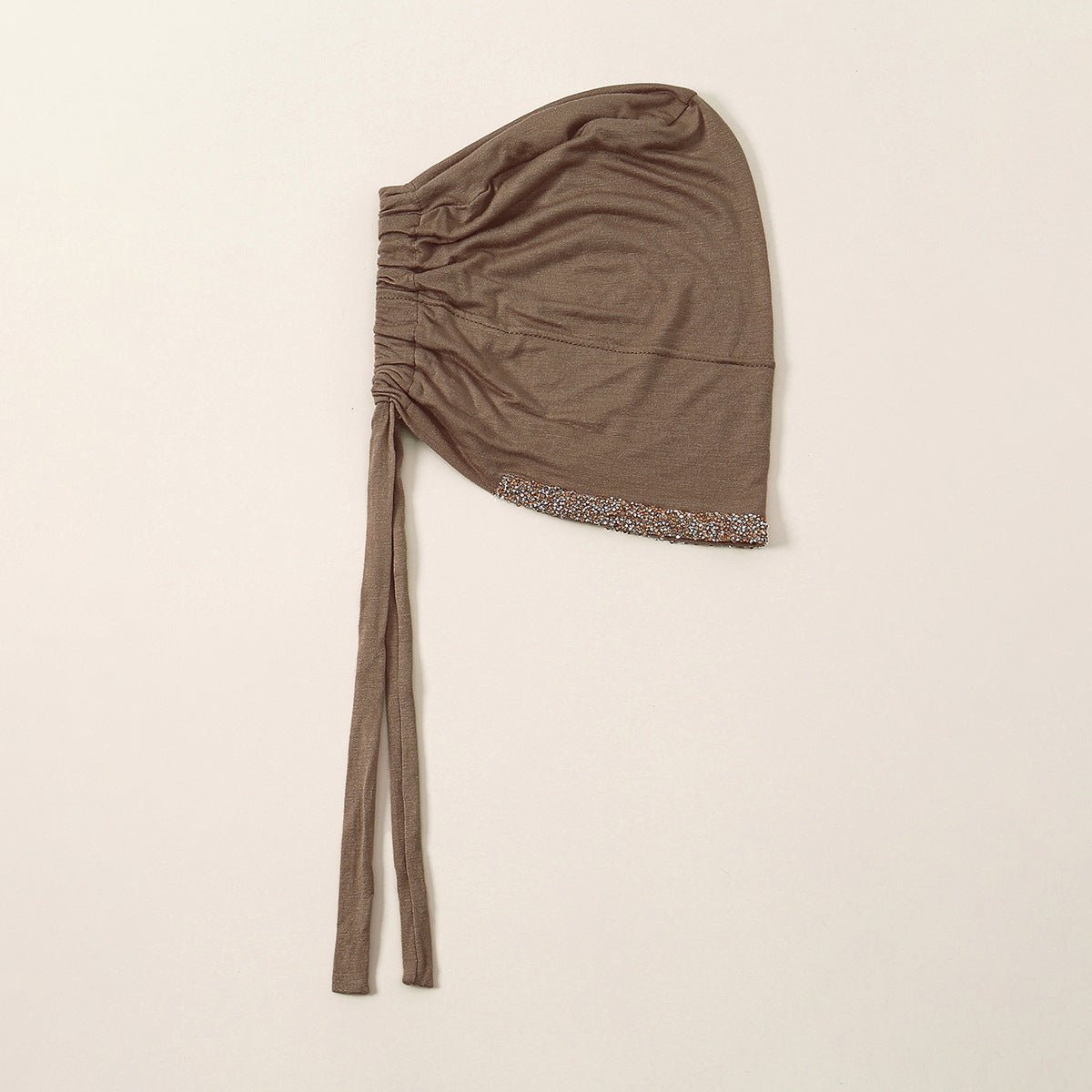 Luxury Mercerized Cotton Hijab Cap Crystal-Embellished Elastic Lace-Up Undercap with Breathable Design (MH115)