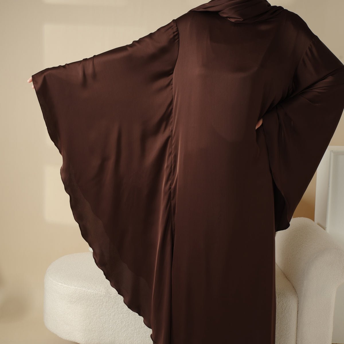Luxury Satin Floaty Kaftan Abaya With Matching Hijab (MA054)