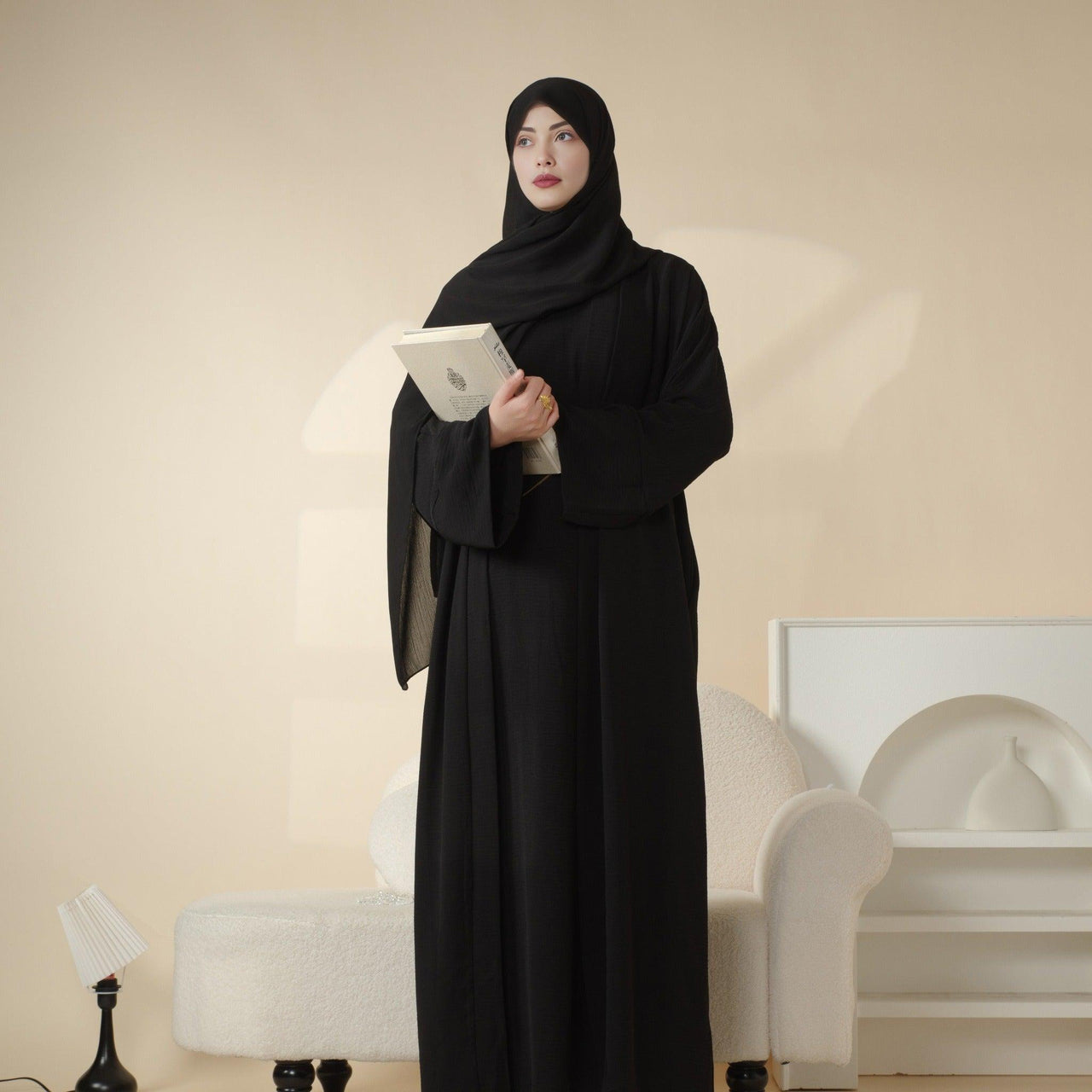 Crepe Pocket Open Abaya 3-Piece Set (MA002)