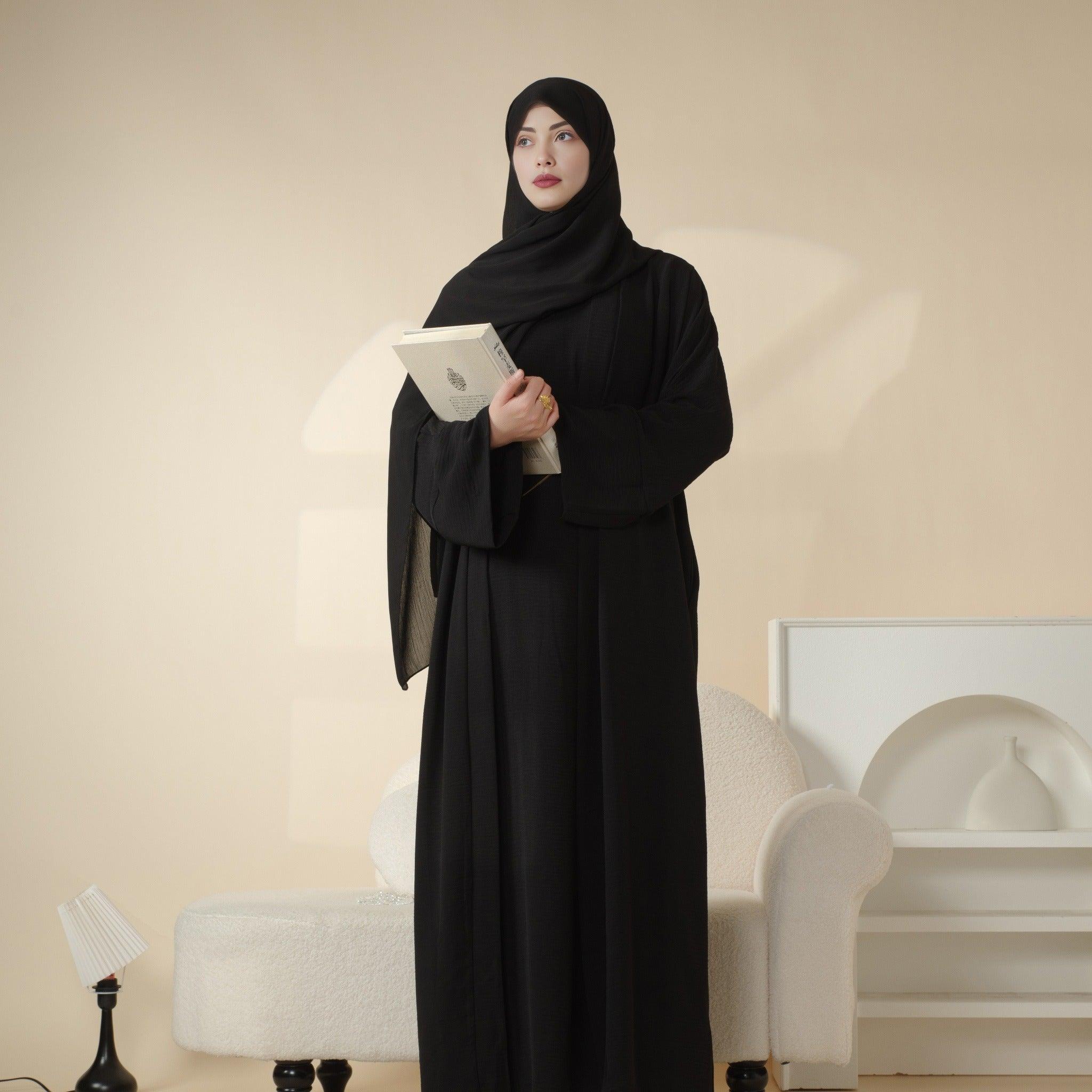 Crepe Pocket Open Abaya 3-Piece Set (MA002)
