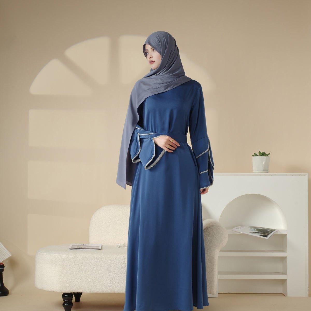 3-Layer Diamond Ruffle Sleeve Abaya With Pockets (MA040)