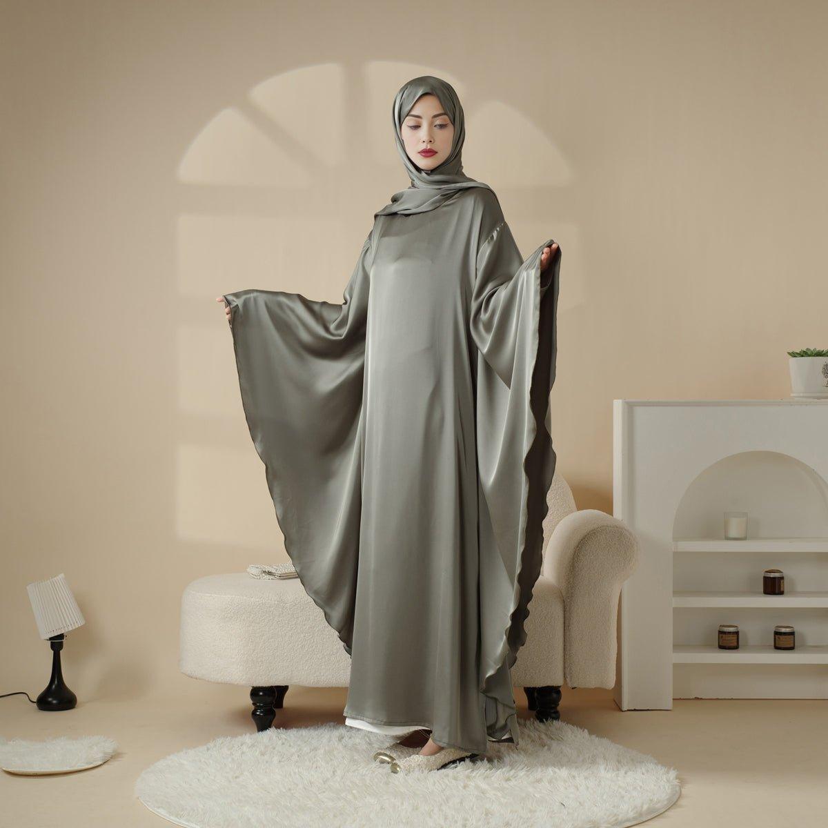 Luxury Satin Floaty Kaftan Abaya With Matching Hijab (MA054)