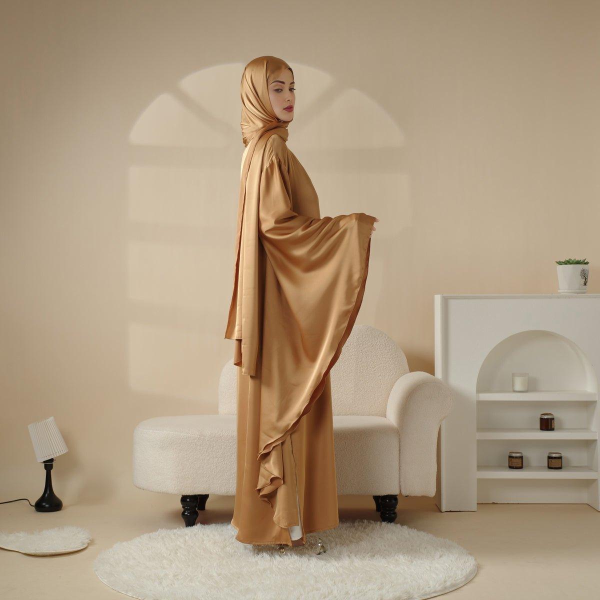 Luxury Satin Floaty Kaftan Abaya With Matching Hijab (MA054)