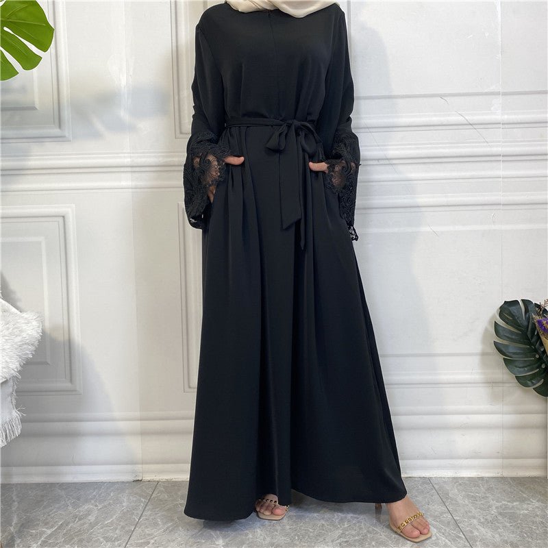 Floral Lace Zip Abaya (MA060)