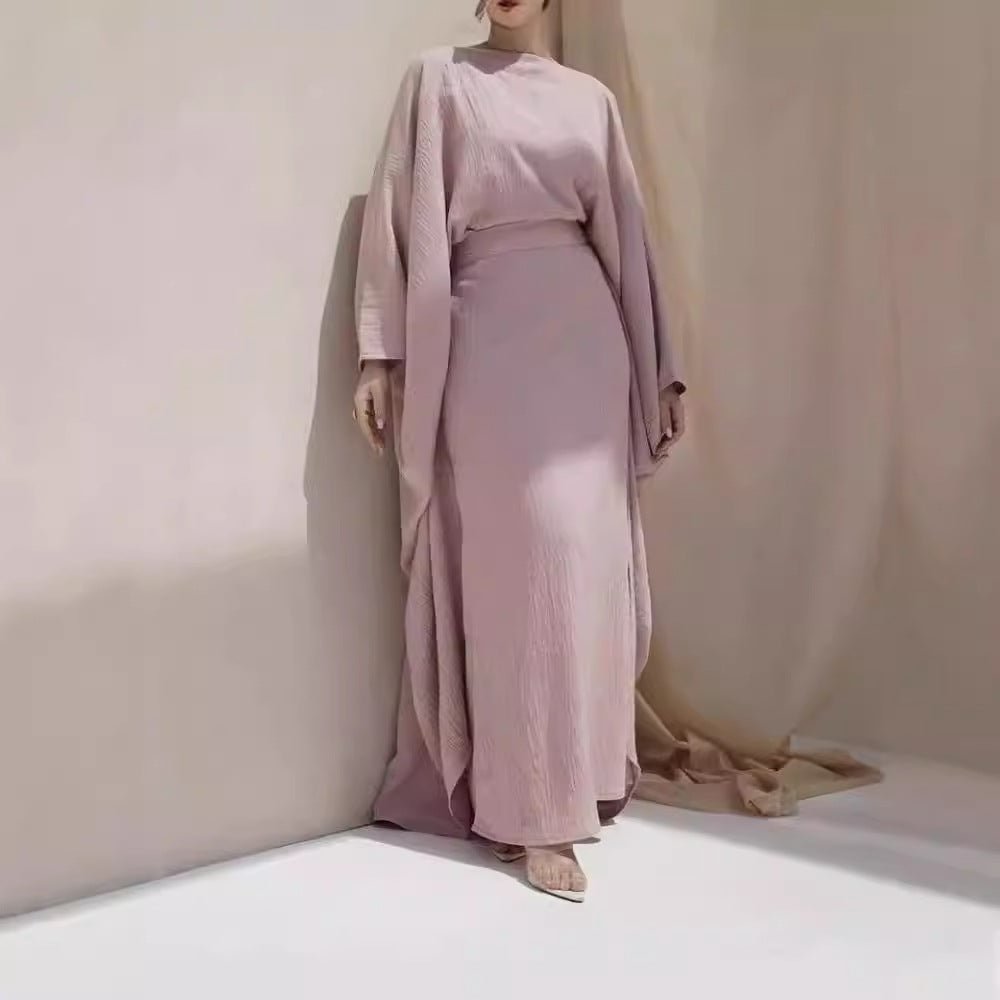 Crepe Batwing Loose Abaya 2-Piece Set (MA090)