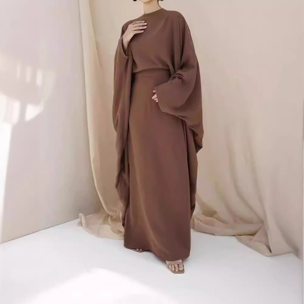 Crepe Batwing Loose Abaya 2-Piece Set (MA090)