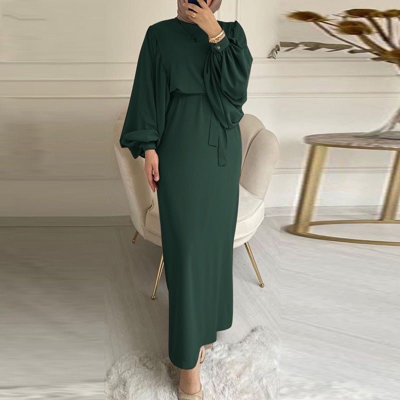 Solid Color Elegant Bubble Sleeve Abaya (MA092)