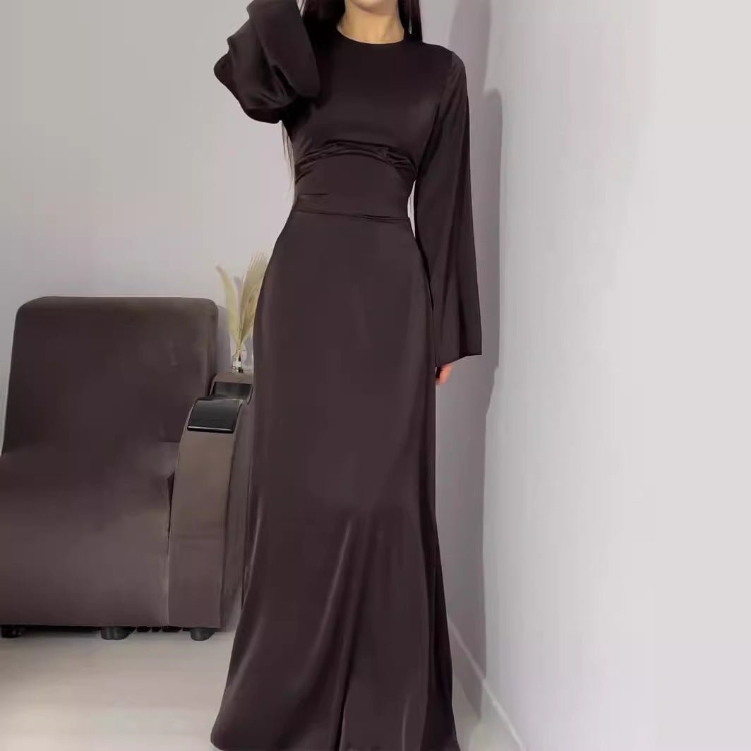 Waist Slim Abaya, Strappy Solid Color Abaya (MA106)