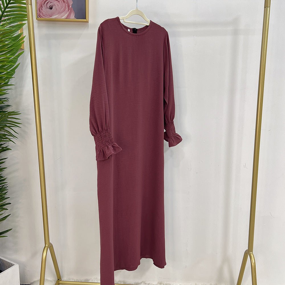 Elasticated Sleeve Abaya | Solid Colour Crepe Abaya With Elasticated Sleeve (MA107)