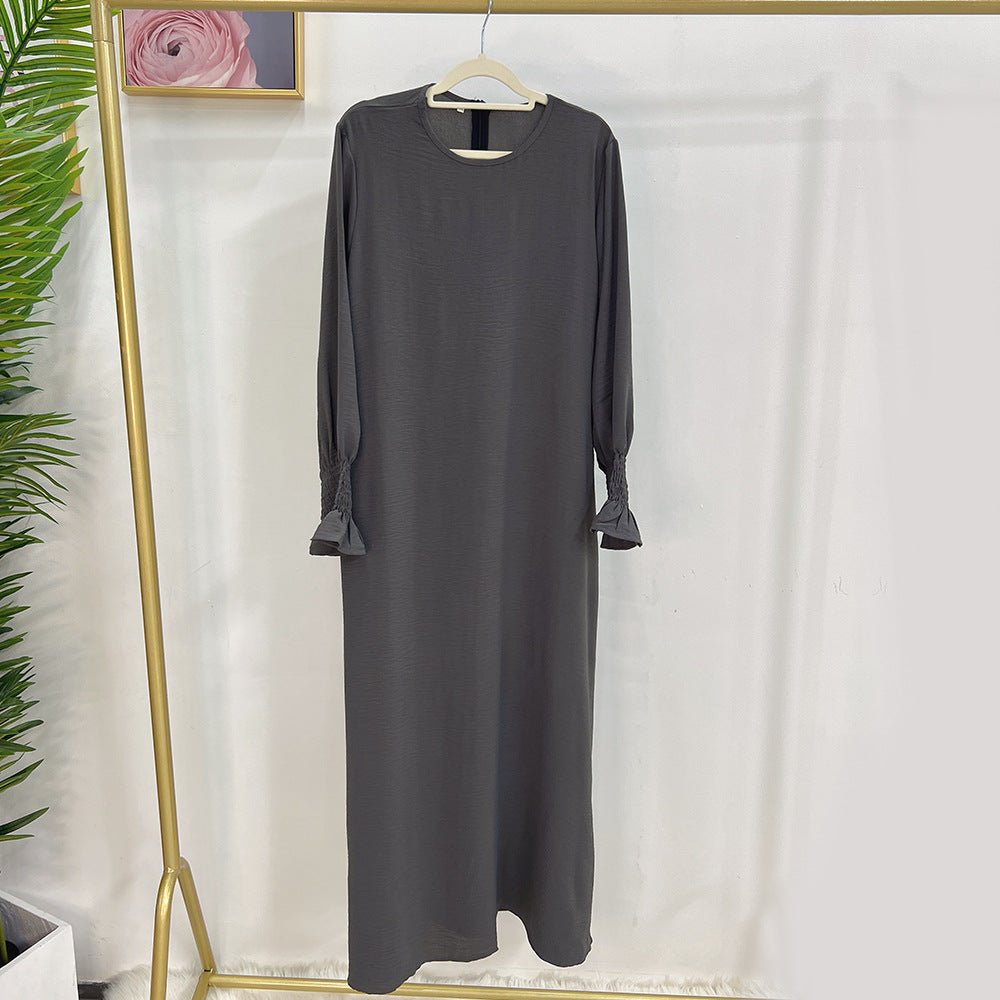 Elasticated Sleeve Abaya | Solid Colour Crepe Abaya With Elasticated Sleeve (MA107)