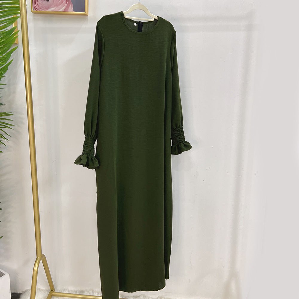 Elasticated Sleeve Abaya | Solid Colour Crepe Abaya With Elasticated Sleeve (MA107)