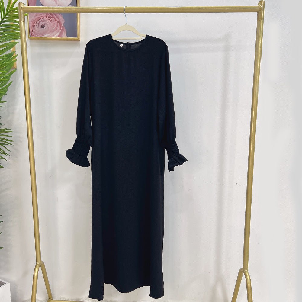 Elasticated Sleeve Abaya | Solid Colour Crepe Abaya With Elasticated Sleeve (MA107)