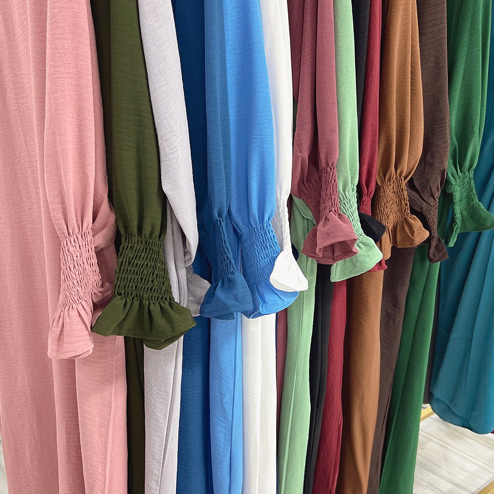 Elasticated Sleeve Abaya | Solid Colour Crepe Abaya With Elasticated Sleeve (MA107)