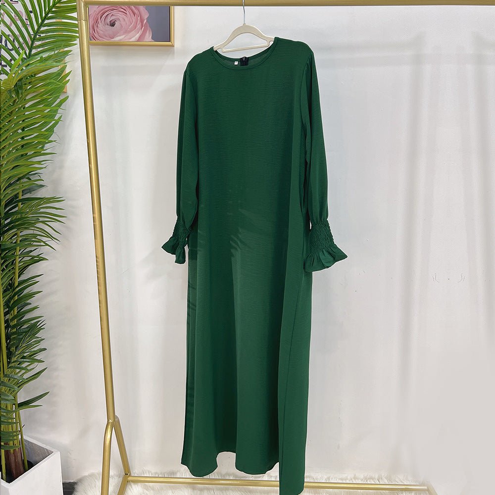 Elasticated Sleeve Abaya | Solid Colour Crepe Abaya With Elasticated Sleeve (MA107)