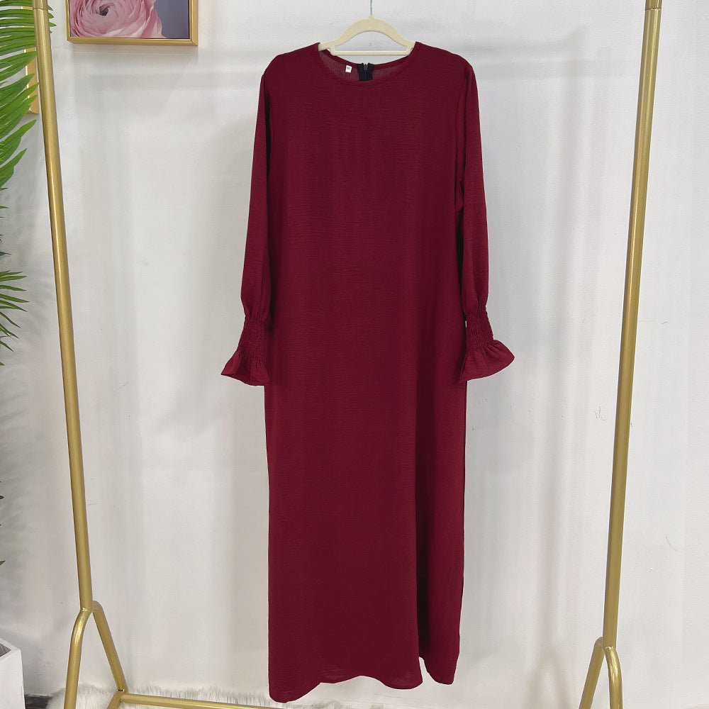 Elasticated Sleeve Abaya | Solid Colour Crepe Abaya With Elasticated Sleeve (MA107)