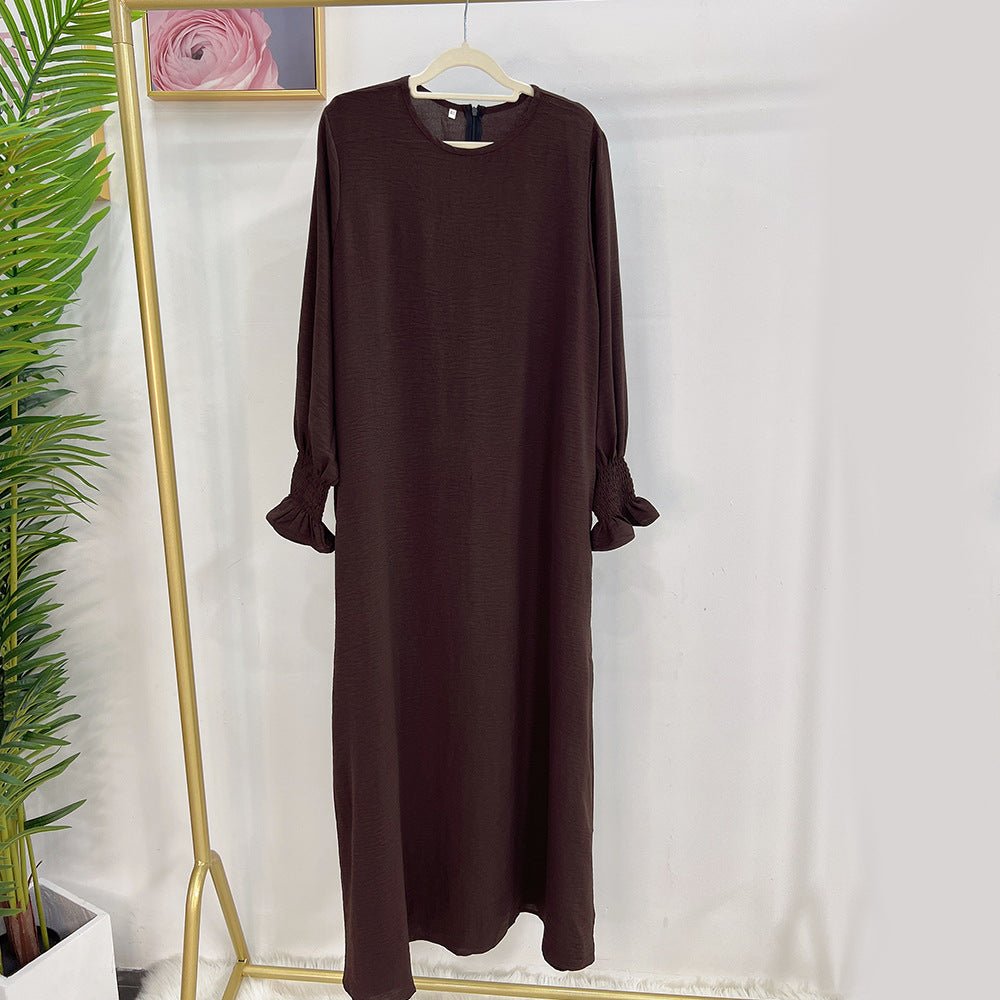 Elasticated Sleeve Abaya | Solid Colour Crepe Abaya With Elasticated Sleeve (MA107)