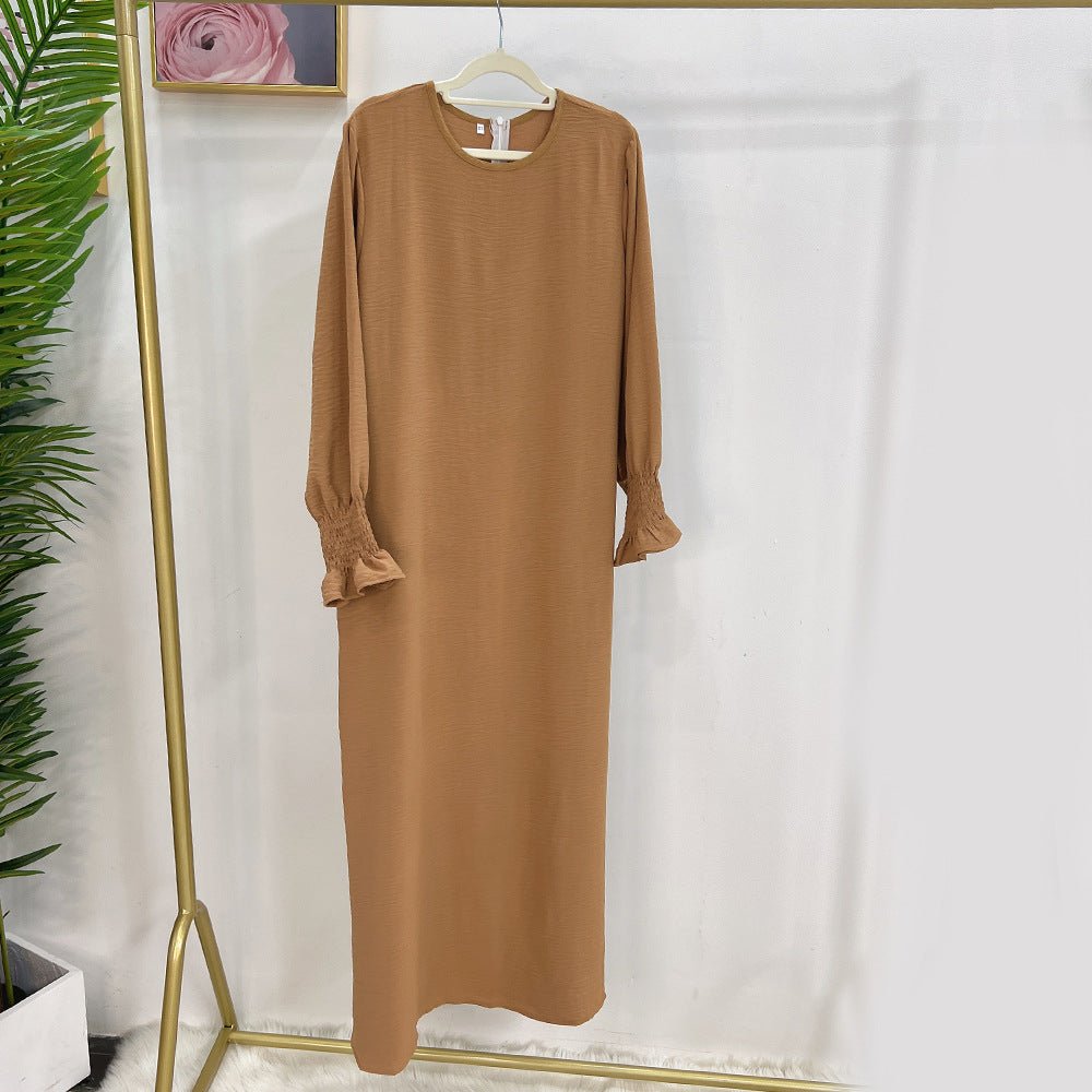 Elasticated Sleeve Abaya | Solid Colour Crepe Abaya With Elasticated Sleeve (MA107)
