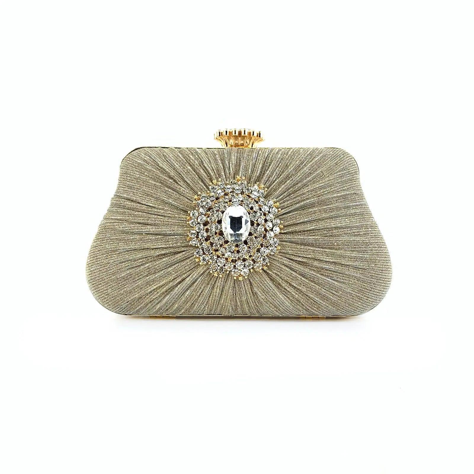MAC033 Women's Pleated Craft Rhinestone Bag