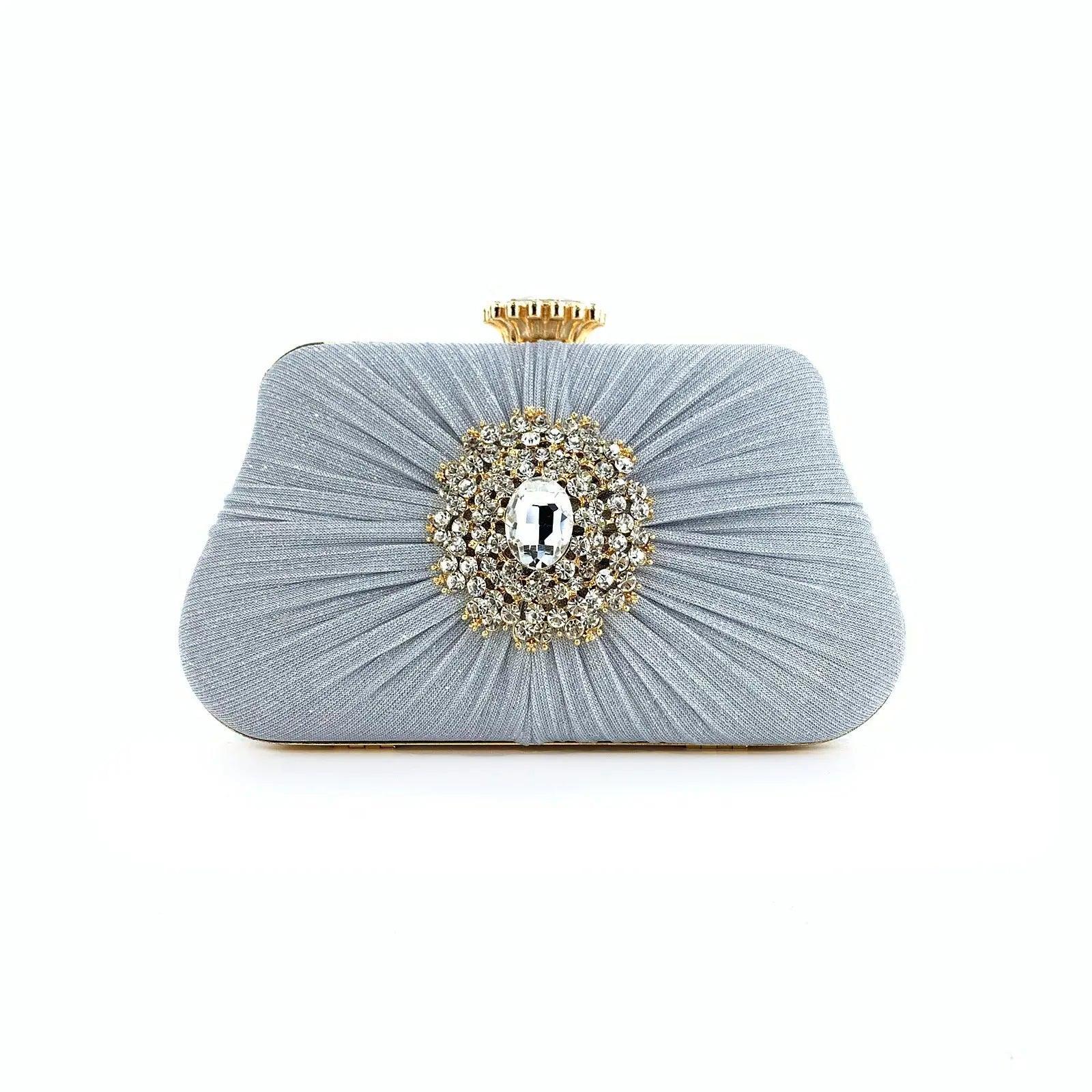 MAC033 Women's Pleated Craft Rhinestone Bag