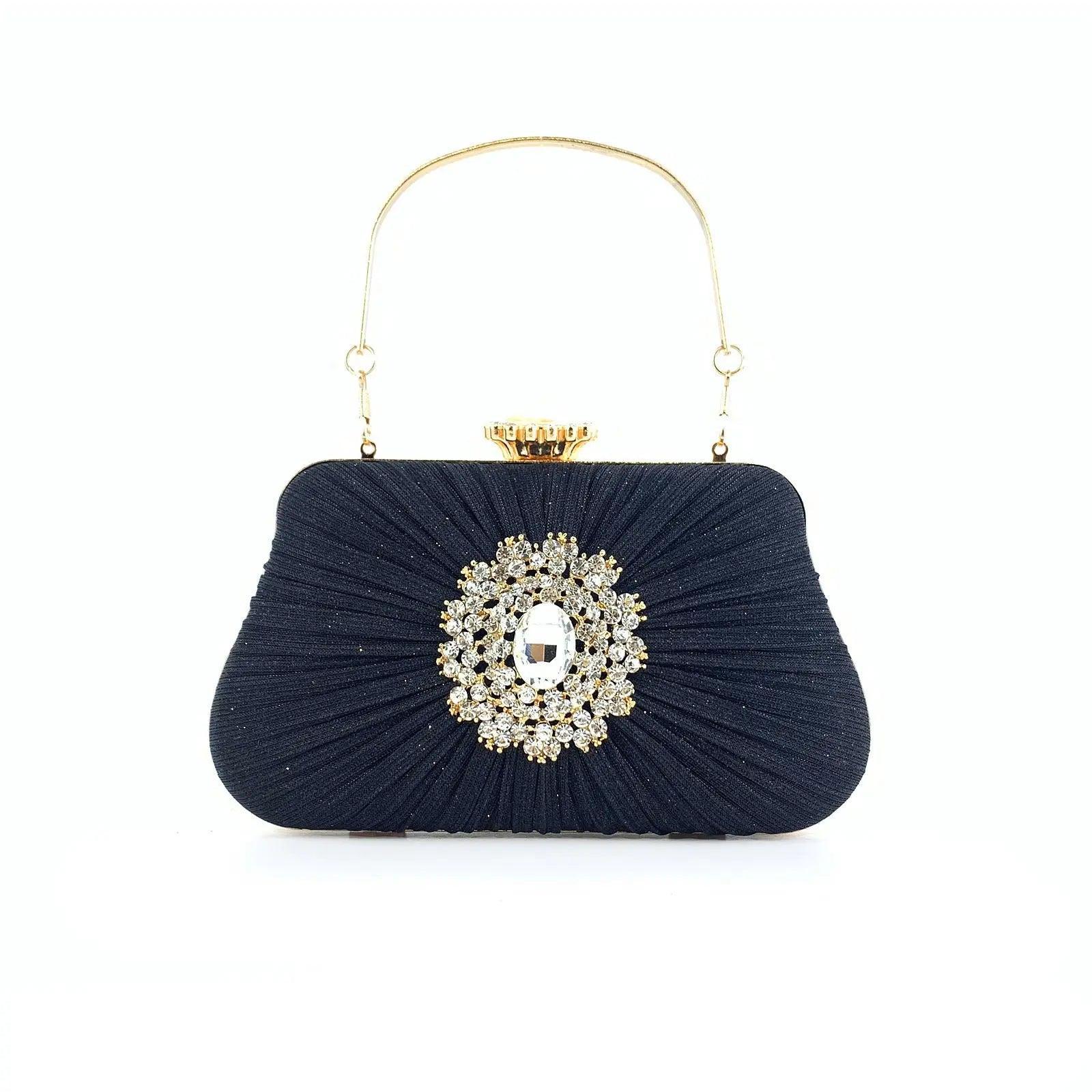 MAC033 Women's Pleated Craft Rhinestone Bag
