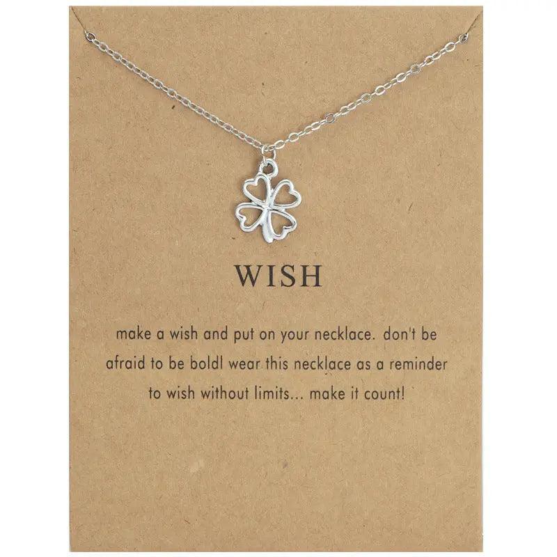 MAC041 Platinum plated Four Leaf Clover Pendant Necklace