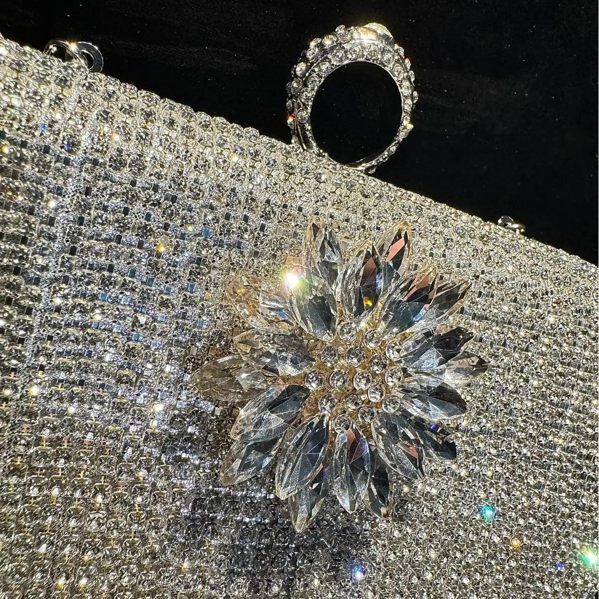 MAC056 Tassel Evening Clutch Bag Luxury Rhinestones Party Prom Purse Handbag With Detachable Chain