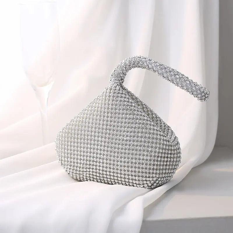 MAC057 Handbag Rhinestones Heart Shape Shiny Handmade Small Evening Bag