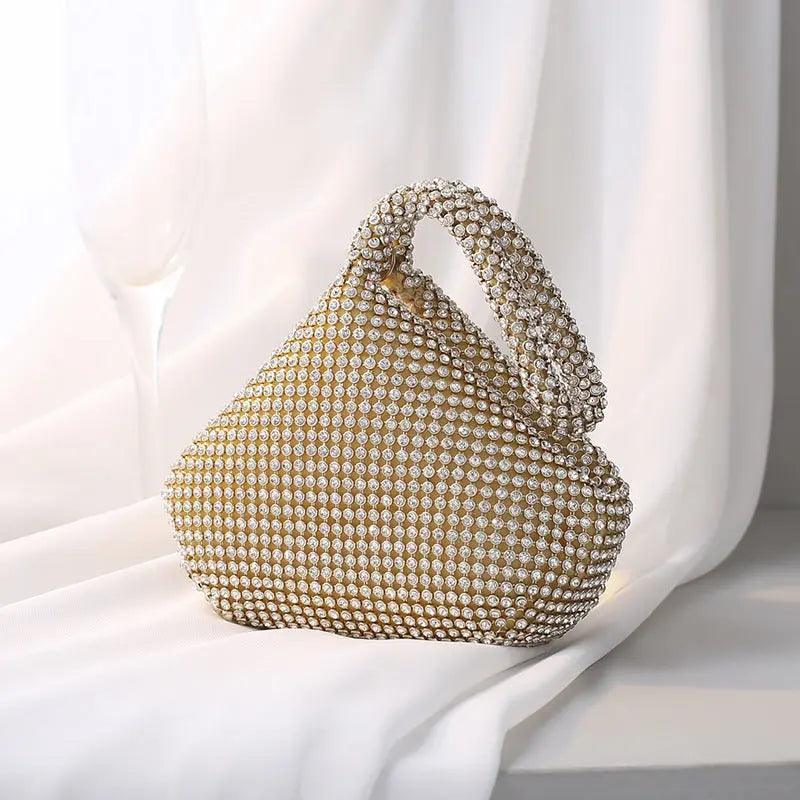 MAC057 Handbag Rhinestones Heart Shape Shiny Handmade Small Evening Bag