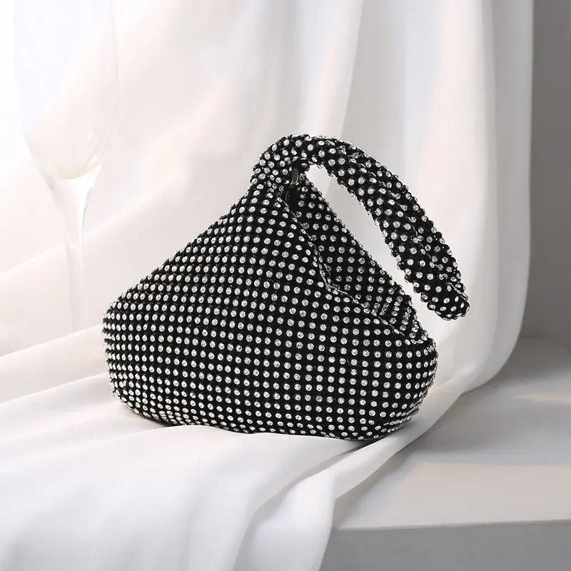 MAC057 Handbag Rhinestones Heart Shape Shiny Handmade Small Evening Bag
