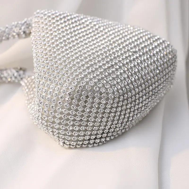MAC057 Handbag Rhinestones Heart Shape Shiny Handmade Small Evening Bag