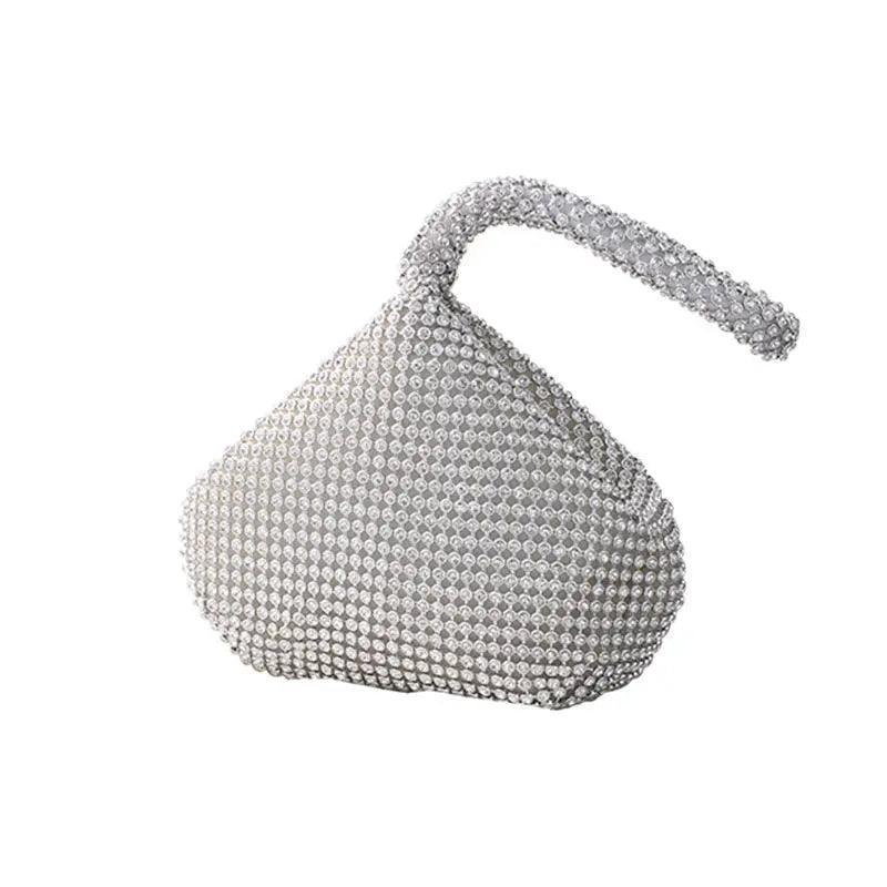 MAC057 Handbag Rhinestones Heart Shape Shiny Handmade Small Evening Bag