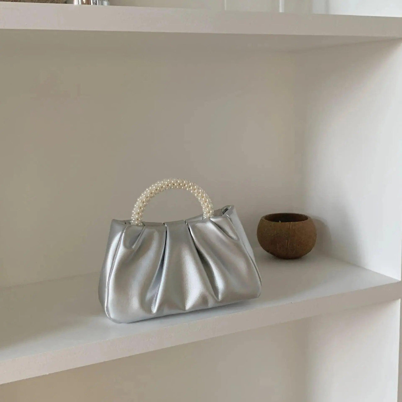 MAC062 Soft Leather Pearl Clutch Evening Bags