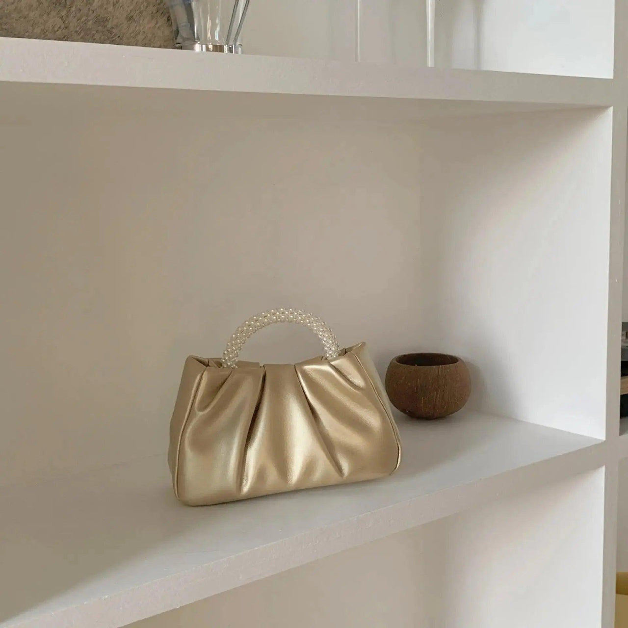 MAC062 Soft Leather Pearl Clutch Evening Bags